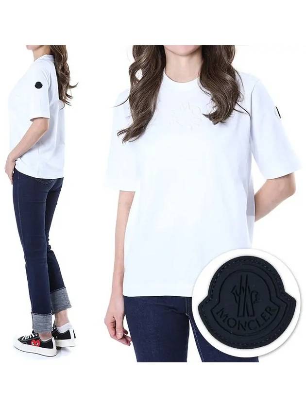 Embossed Logo Short Sleeve T-Shirt White - MONCLER - BALAAN 3