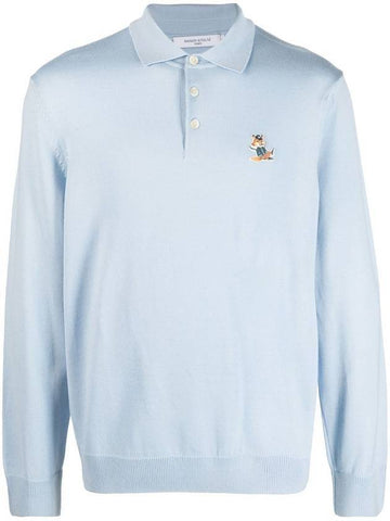 Dressed Fox Patch Polo Shirt Pale Blue - MAISON KITSUNE - BALAAN 1