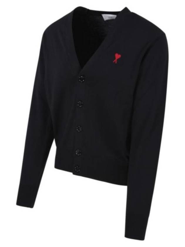 small heart logo wool cardigan black - AMI - BALAAN 3