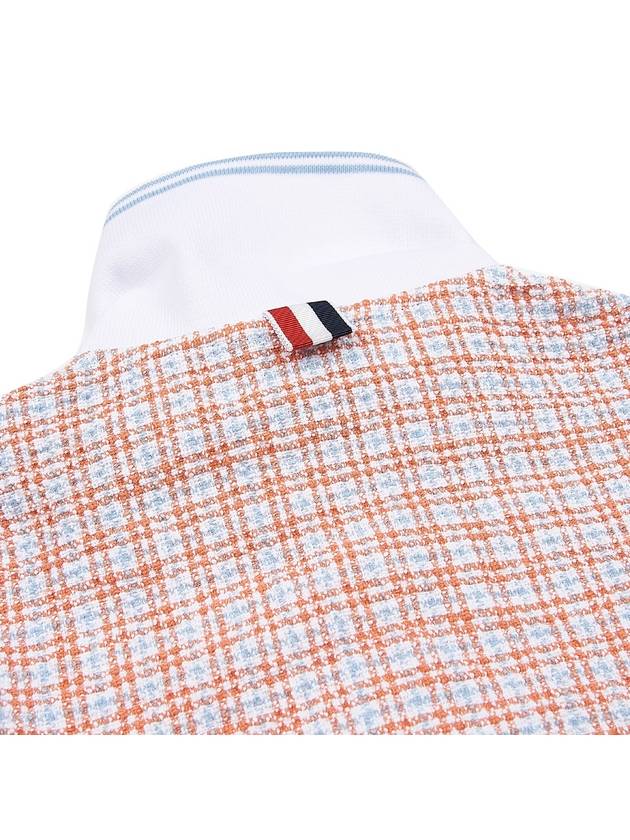 Checked Tweed Shrunken Short Sleeve Polo Pink - THOM BROWNE - BALAAN 7