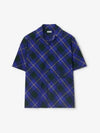 Check Cotton Short Sleeve Shirt Bright Navy - BURBERRY - BALAAN 2