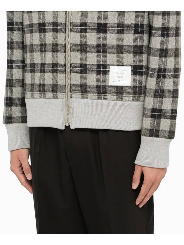 Men's Double Face Tartan Wool Bomber Jacket Grey - THOM BROWNE - BALAAN 5