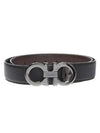 Reversible Gancini Leather Belt Dark Brown Black - SALVATORE FERRAGAMO - BALAAN 2