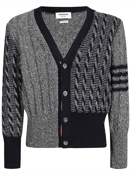 Twisted cable Vneck cardigan MKC486F Y1506 035 - THOM BROWNE - BALAAN 1