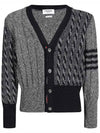 Twisted cable Vneck cardigan MKC486F Y1506 035 - THOM BROWNE - BALAAN 2