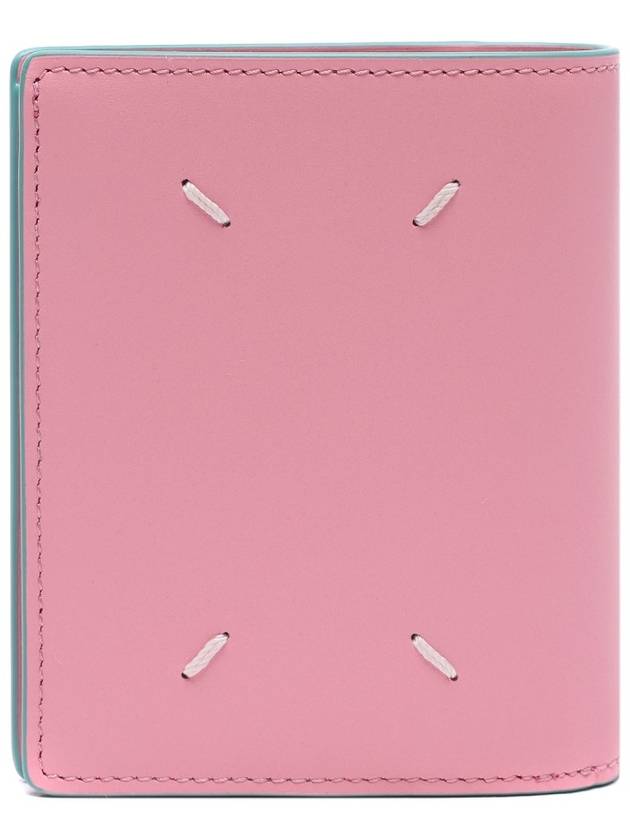 Men's Stitched Two-Tone Leather Half Wallet Pink - MAISON MARGIELA - BALAAN 3