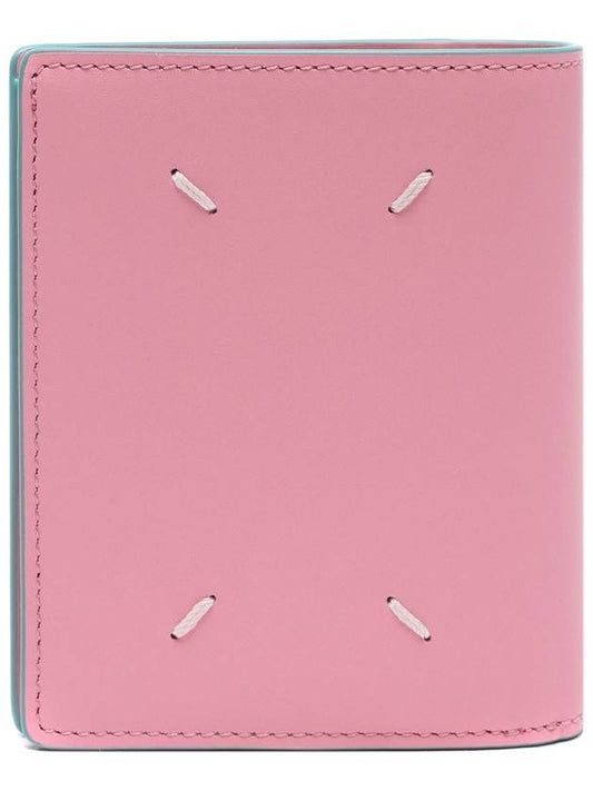 Men's Stitched Two-Tone Leather Half Wallet Pink - MAISON MARGIELA - BALAAN 2