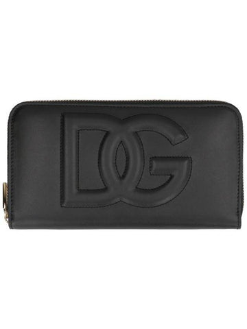 DG logo zipper calfskin long wallet black - DOLCE&GABBANA - BALAAN 1