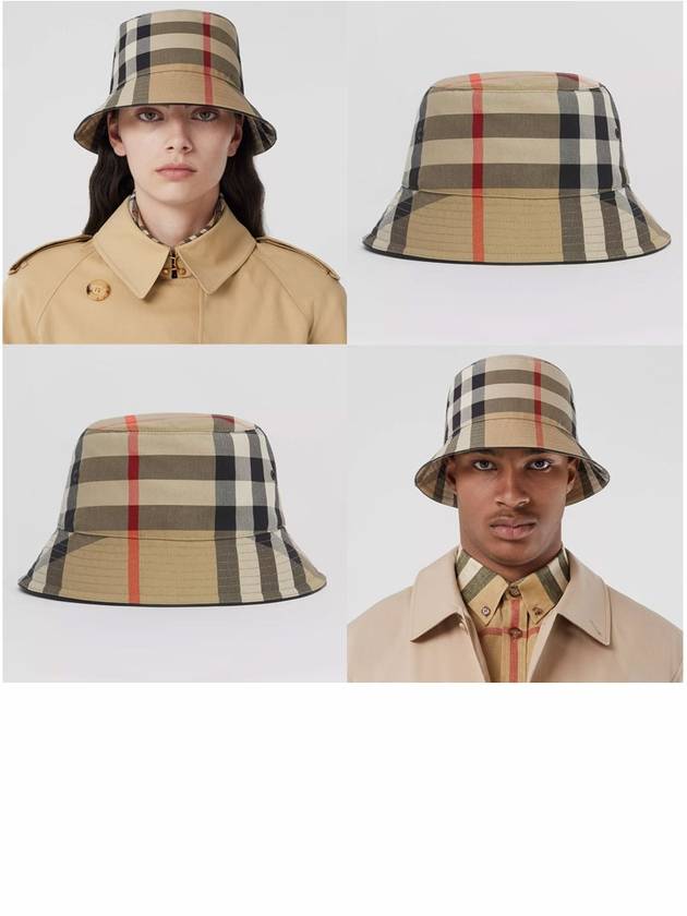 Check Pattern Cotton Bucket Hat Beige - BURBERRY - BALAAN 3