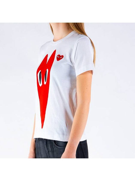 Women's Double Heart Short Sleeve TShirt White P1T223 - COMME DES GARCONS - BALAAN 2