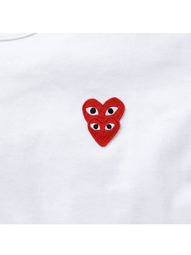 Play Men's Small Double Red Heart Wappen Short Sleeve T-Shirt P1 T288 2 White - COMME DES GARCONS - BALAAN 4