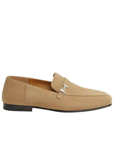 Giovanni Suede Calfskin Loafer Beige - HERMES - BALAAN 1