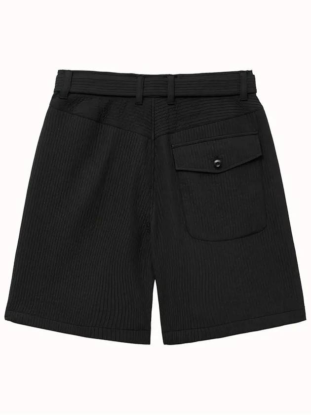 3D pleated half pants black - NOIRER - BALAAN 10