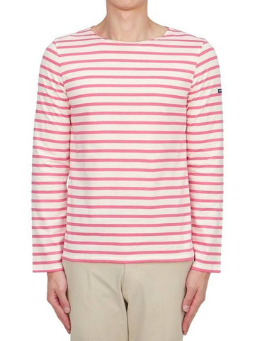 Minquiers Modern Stripe Long Sleeve T-Shirt White Pink - SAINT JAMES - BALAAN 1