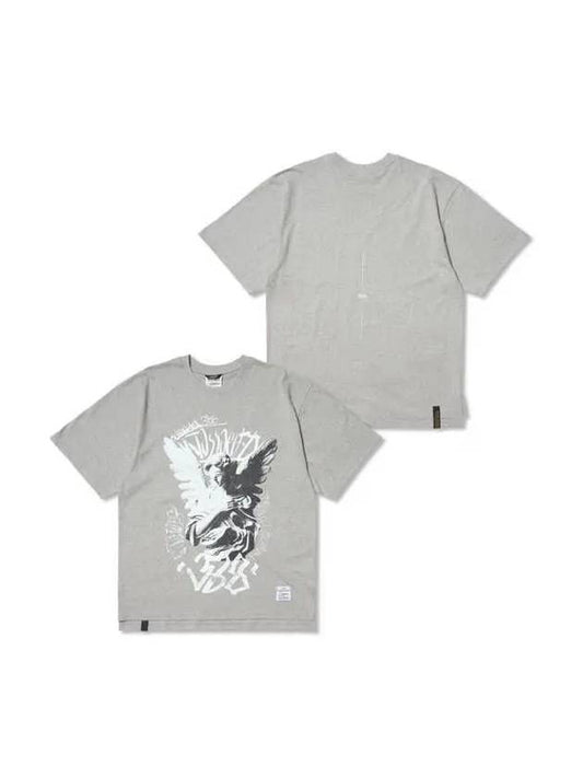 Angel Oversized Short Sleeves T Shirts Gray - STIGMA - BALAAN 1