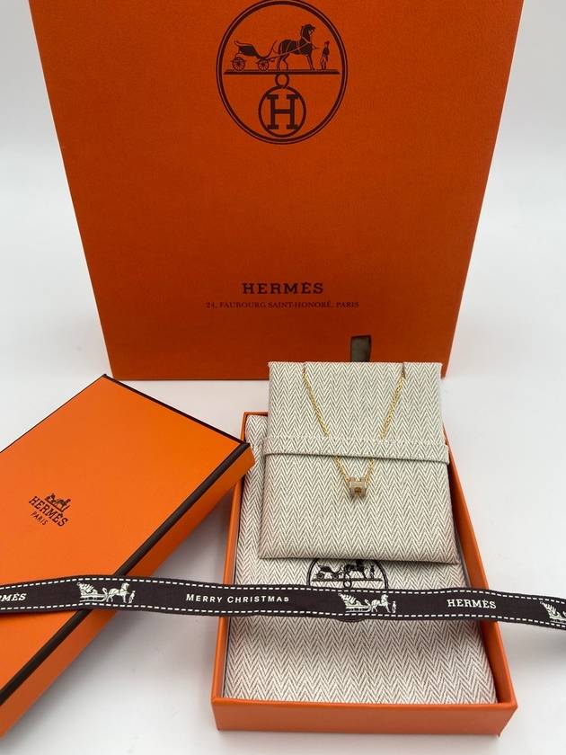 Mini Pop H Pendant Necklace Gold Marron Glace - HERMES - BALAAN 2