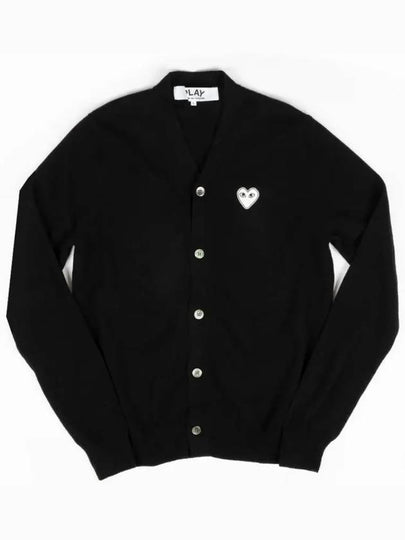 White Heart Wappen V-neck Cardigan Black - COMME DES GARCONS - BALAAN 2