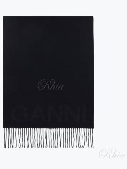 Logo Fringe Muffler Black - GANNI - BALAAN 2