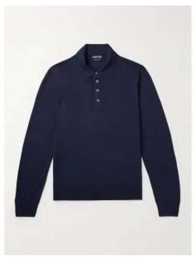 Knit Wool Long Sleeve Polo Shirt Navy - TOM FORD - BALAAN 2