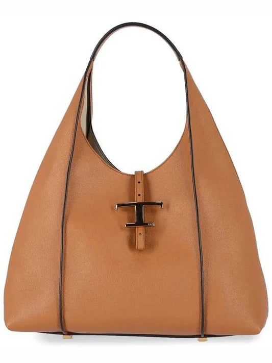 T Timeless Medium Leather Shoulder Bag Brown - TOD'S - BALAAN 2