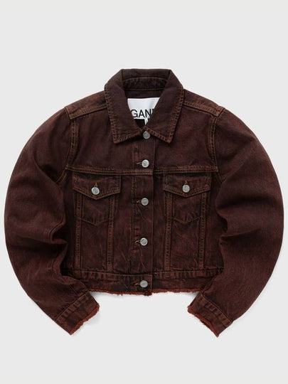 Overdyed Bleach Denim Jacket Bordeaux - GANNI - BALAAN 2