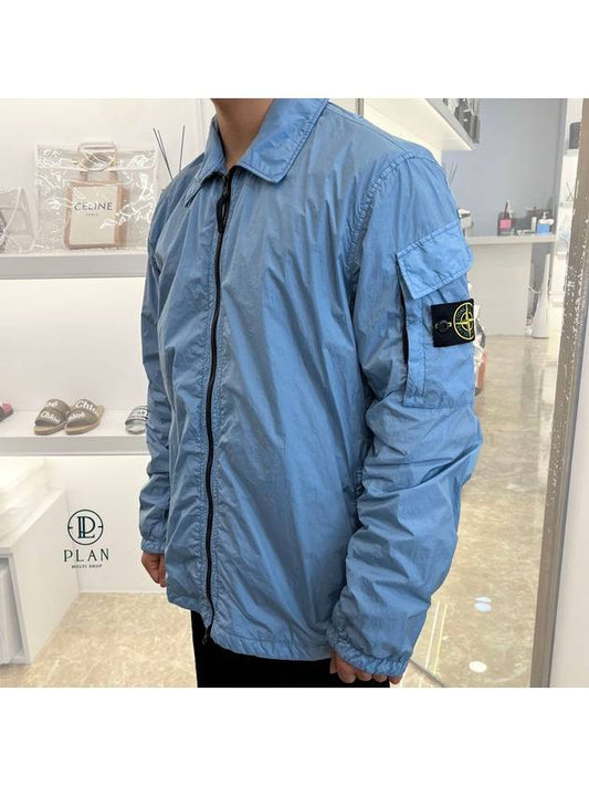 Crinkle Reps Nylon Garment Dyed Overshirt Zip Up Jacket Blue - STONE ISLAND - BALAAN 2