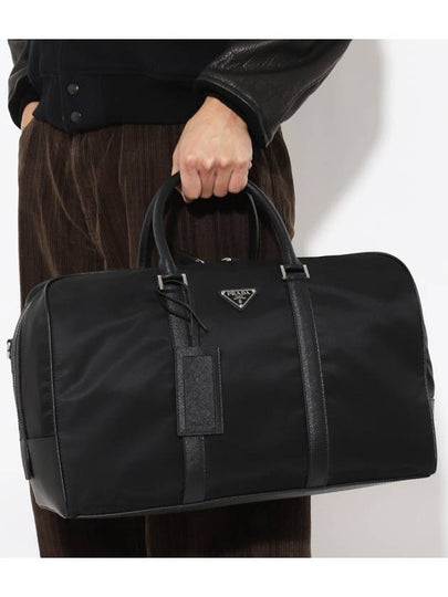 Re Nylon Saffiano Leather Duffel Bag Black - PRADA - BALAAN 2