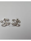 CC Logo Crystal Metal Earrings Silver - CHANEL - BALAAN 9