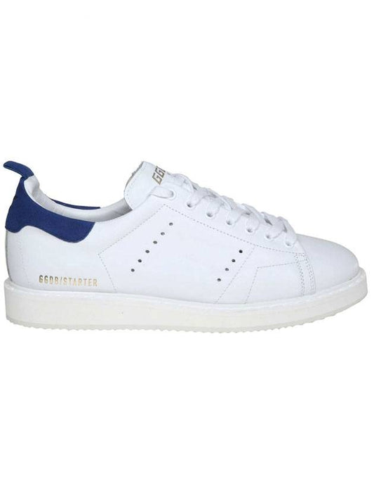 Men's Starter Blue Tab Low Top Sneakers White - GOLDEN GOOSE - BALAAN.