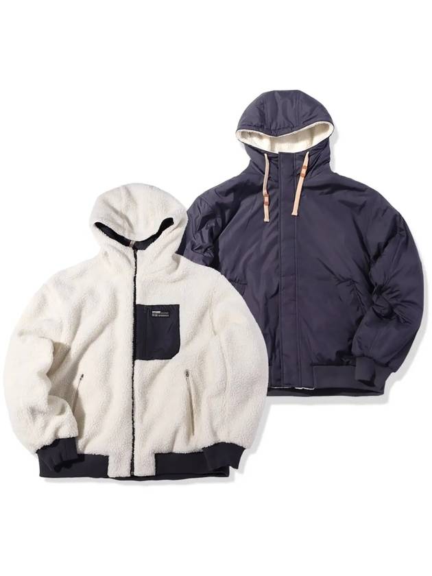 reversible sherpa hooded bomber jacket navy - OFFGRID - BALAAN 2