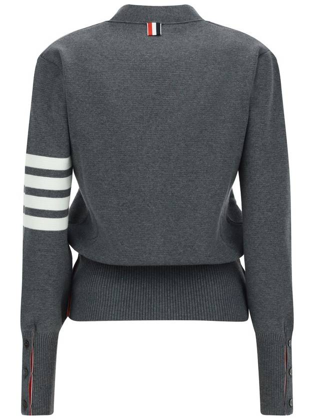 Cotton 4-Bar Milano Classic V-Neck Cardigan Medium Grey - THOM BROWNE - BALAAN 3