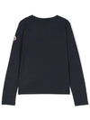 Moncler Kids 8 10 Sketch Logo Long Sleeve T Shirt Navy - MONCLER - BALAAN 3