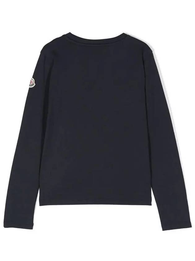 Moncler Junior 12 14 Logo Long Sleeve T Shirt Navy - MONCLER - BALAAN 3