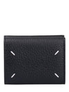 Trifold Stitched Leather Half Wallet Black - MAISON MARGIELA - BALAAN 2