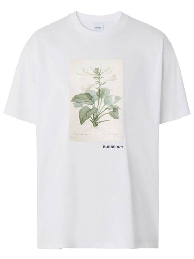 Botanical Sketch Cotton Overfit Short Sleeve T-Shirt White - BURBERRY - BALAAN 1