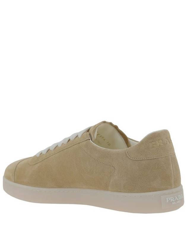 Lane Suede Low Top Sneakers Beige Tan - PRADA - BALAAN 4