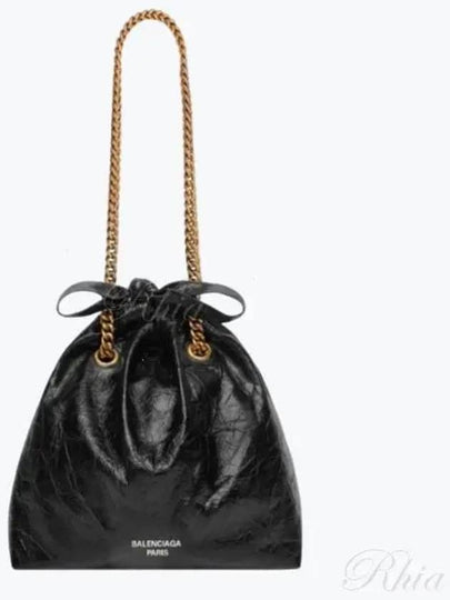 Crush Small Leather Shoulder Bag Black - BALENCIAGA - BALAAN 2