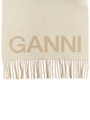 Logo Print Fringe Wool Muffler Beige - GANNI - BALAAN 8