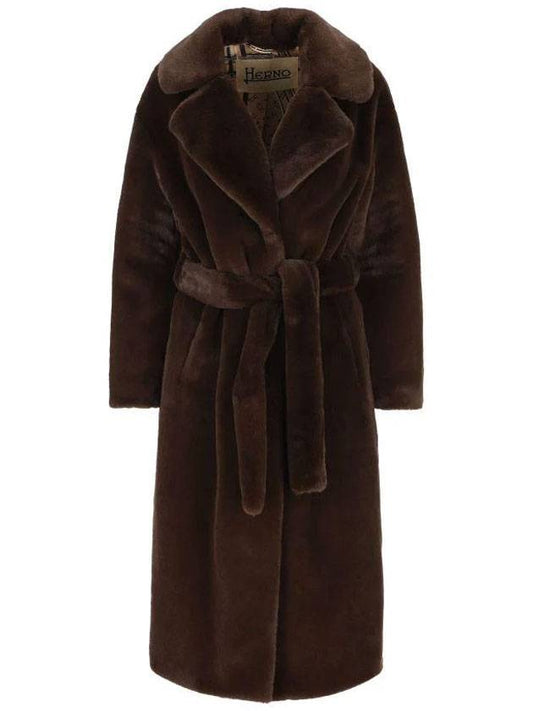 belt fur coat brown - HERNO - BALAAN 1