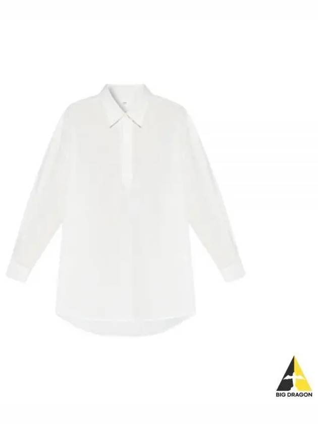 Curved Hem Oversized Fit Long Sleeve Shirt White - AMI - BALAAN 2