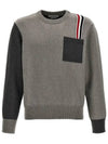 Funmix RWB Striped Intarsia Cotton Knit Top Grey - THOM BROWNE - BALAAN 3