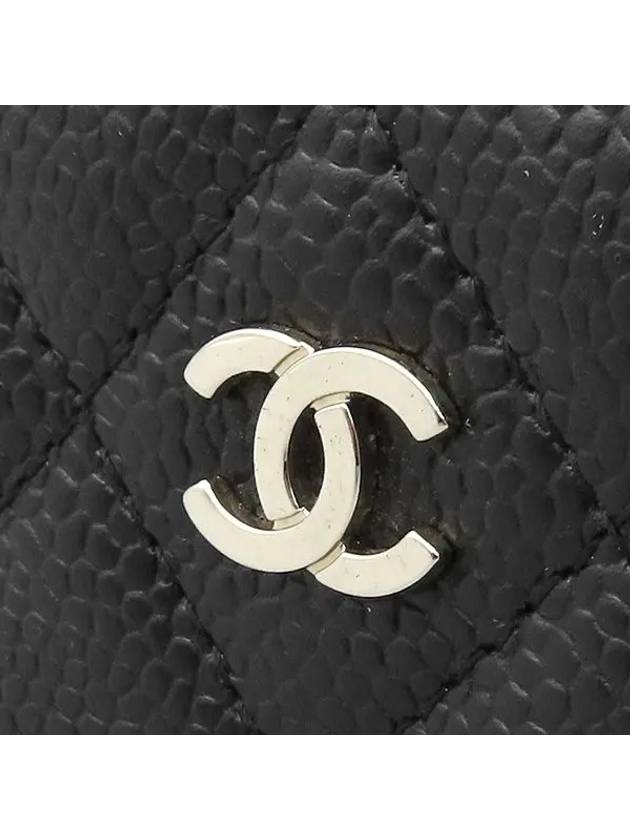 AP0213 Black grained calf caviar skin COCO gold logo classic card holder Matrasse wallet - CHANEL - BALAAN 4