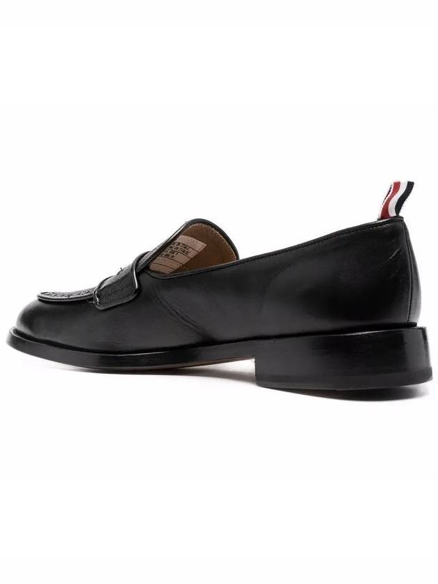 Men's Vitello Flexible Leather Sole Soft Penny Loafer Black - THOM BROWNE - BALAAN 5