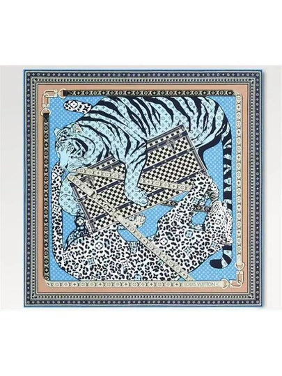 Feline Duo Square Scarf Blue - LOUIS VUITTON - BALAAN 2