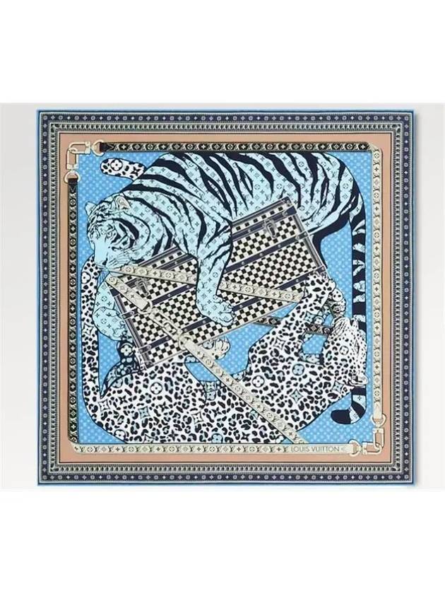 Feline Duo Square Scarf Blue - LOUIS VUITTON - BALAAN 1