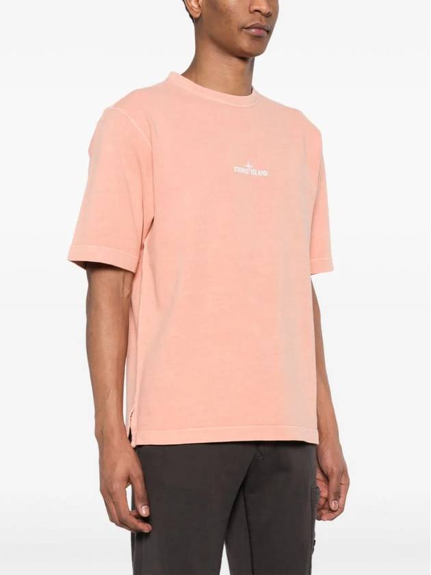 Logo Print Short Sleeve T-Shirt Pink - STONE ISLAND - BALAAN 2