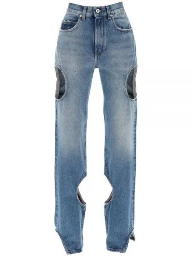 Meteor Cut-Out Straight Jeans Blue - OFF WHITE - BALAAN 1