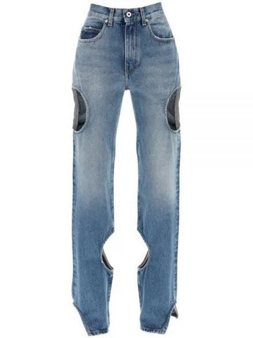 Meteor Cut-Out Straight Jeans Blue - OFF WHITE - BALAAN 1