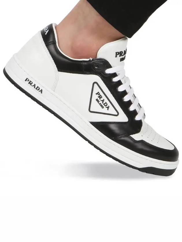 District Triangle Logo Leather Low Top Sneakers White Black - PRADA - BALAAN 2