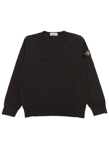 Kids Garment Dyed Logo Wappen Patch Sweatshirt Black - STONE ISLAND - BALAAN 1